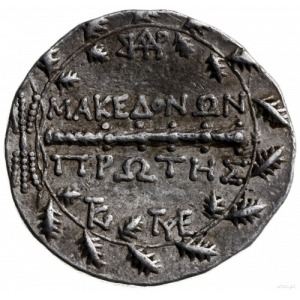 tetradrachma 167-149 pne, Amphipolis; Aw: Tarcza macedo...