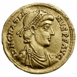 solidus 380-382, Mediolan; Aw: Popiersie cesarza w praw...