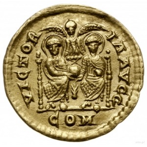 solidus 380-382, Mediolan; Aw: Popiersie cesarza w praw...