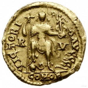 solidus 430-445, Ravenna; Aw: Popiersie cesarza w prawo...