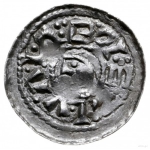 denar książęcy 1070-1076; Aw: Głowa w lewo w obwódce, B...