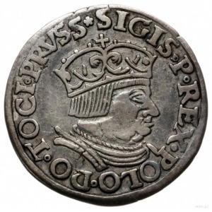 trojak 1535, Gdańsk; popiersie króla z szeroką głową, A...