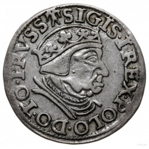 trojak 1538, Gdańsk; popiersie króla w czepcu i koronie...