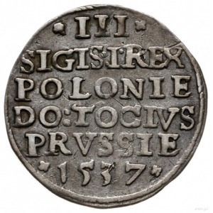 trojak 1537, Elbląg; końcówka napisu ELBINK, litery NK ...