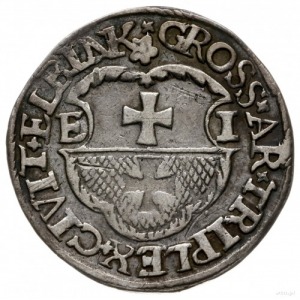 trojak 1537, Elbląg; końcówka napisu ELBINK, litery NK ...