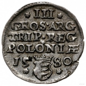 trojak 1580, Olkusz; Aw: Popiersie króla w prawo i napi...