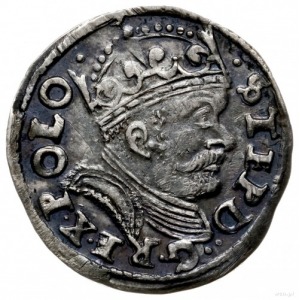 trojak 1586, Poznań; data u dołu rewersu po lewej stron...