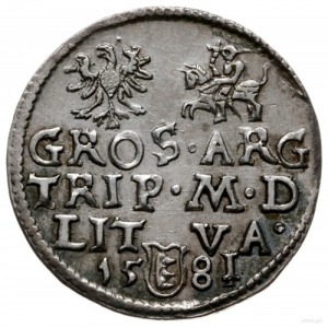 trojak 1581, Wilno; nominał III w okrągłym kartuszu u d...