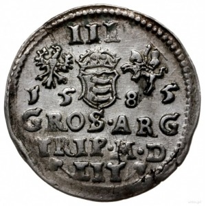 trojak 1585, Wilno; bez herbu Prus na awersie; Iger V.8...
