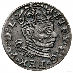trojak 1583, Ryga; szeroka głowa króla, korona z liliam...