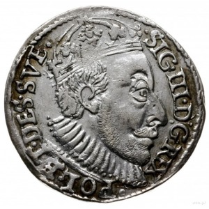 trojak 1588, Olkusz; Aw: Duża głowa króla, w otoku napi...
