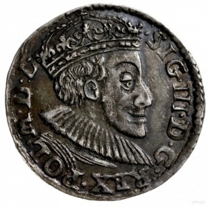 trojak 1588, Olkusz; mała głowa króla, na rewersie napi...
