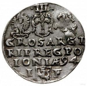 trojak 1594, Olkusz; bez trójnogiej strzały, skrócona d...