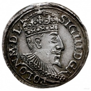 trojak 1595, Olkusz; mała głowa króla, bez trójnogiej s...