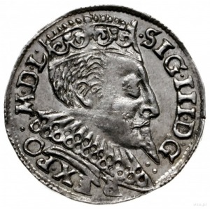 trojak 1596, Bydgoszcz; róża i H-R u dołu rewersu, duża...