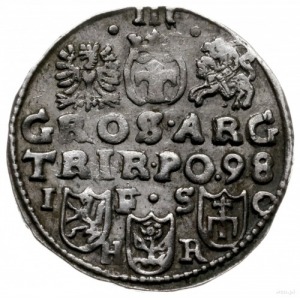 trojak 1598, Bydgoszcz; na rewersie herby Lewart, Róża ...