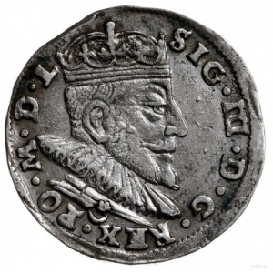 trojak 1590, Wilno; herb Leliwa pod głową króla; Iger V...