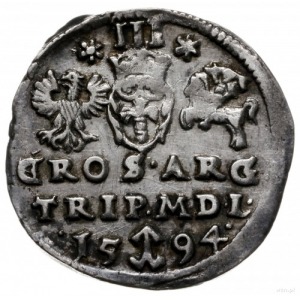 trojak 1594, Wilno; SG III D G-REX PO M D L; Iger V.94....