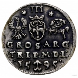 trojak 1595, Wilno; data rozdzielona herbem Chalecki, r...
