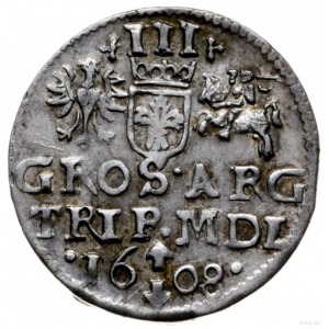 trojak 1608, Wilno; na awersie krzyżyk na końcu napisu ...