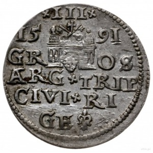 trojak 1591, Ryga; na awersie końcówka LI; Iger R.91.1....