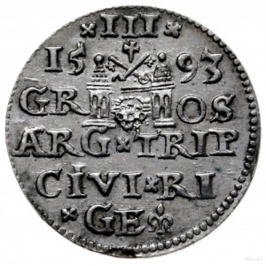 trojak 1593, Ryga; na awersie końcówka LIV; Iger R.93.1...