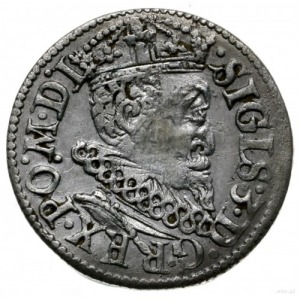 trojak 1619, Ryga; mała głowa króla, kryza wąska i rurk...