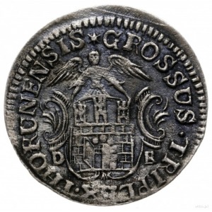 trojak 1763, Toruń; na rewersie litery D-B (kierownika ...