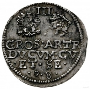 trojak 1598, Mitawa; kryza pojedynczej grubości, na awe...