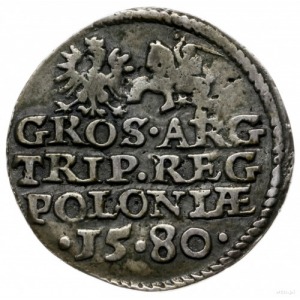 trojak 1580, Olkusz; z herbem Glaubicz (podskarbiego ko...