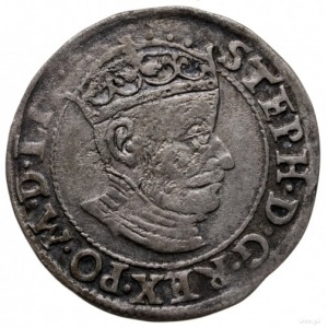 grosz 1580, Wilno; Aw: Głowa króla w prawo, w koronie i...