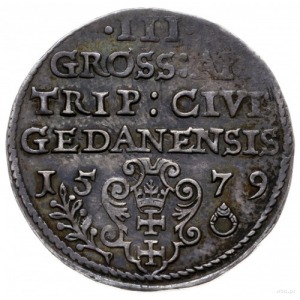 trojak 1579, Gdańsk; Aw: Popiersie króla w prawo i napi...
