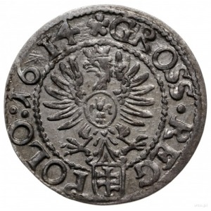 grosz 1614, Kraków; z herbem Pilawa; Kop. 803 (R); wyśm...