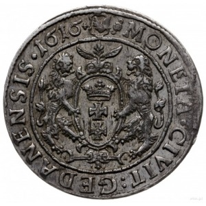 ort 1616, Gdańsk; popiersie króla z szeroką kryzą, na a...