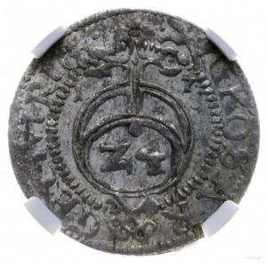 grosz 1617, Ryga; Aw: Tarcza herbowa pod koroną i napis...