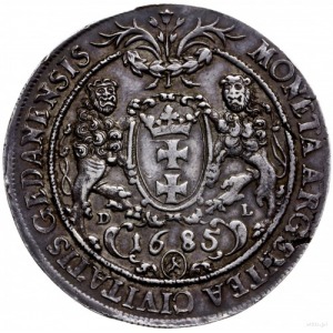 talar 1685, Gdańsk; Aw: Popiersie króla w zbroi i koron...
