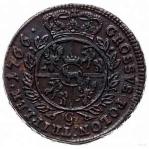 trojak 1766, Kraków; popiersie króla w zbroi, wieniec z...