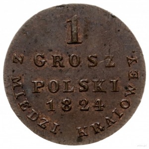 1 grosz polski z miedzi krajowej 1824, Warszawa; Bitkin...