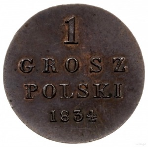 1 grosz polski 1834, Warszawa; Bitkin Н1072 (R2), Plage...