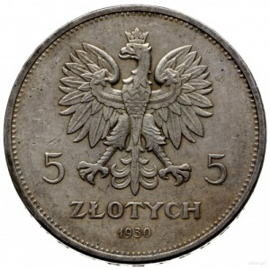 5 złotych 1930, Warszawa; Nike; Parchimowicz 114c; rzad...