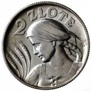 2 zlote 1925 (z kropką), Londyn; popiersie kobiety z kł...