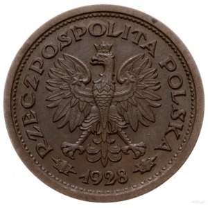1 złoty 1928, Warszawa; nominał w wieńcu dębowym, bez n...