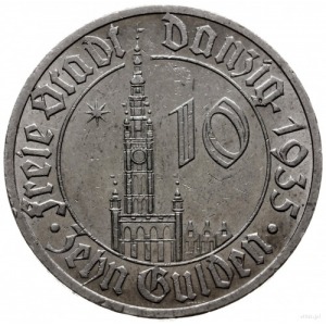 10 guldenów 1935, Berlin; Ratusz Gdański; AKS 7, Jaeger...