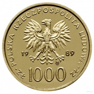 1.000 złotych 1989, Warszawa; Jan Paweł II /popiersie w...