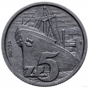 5 złotych 1958, Warszawa; statek Waryński, z napisem pi...