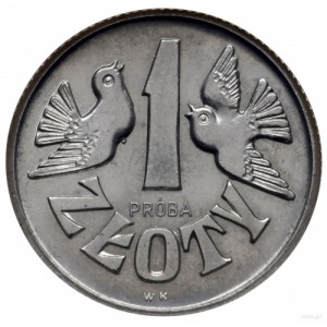 1 złoty 1958, Warszawa; /dwa gołąbki/, PRÓBA-NIKIEL; Pa...