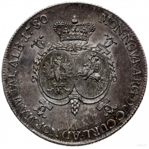 talar 1780, Mitawa; Aw: Głowa księcia w prawo i napis w...