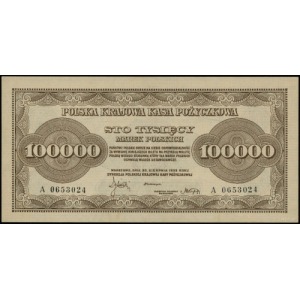 100.000 marek polskich 30.08.1923, seria A, numeracja 0...