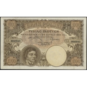 1.000 złotych 28.02.1919, seria A, numeracja 2035943; L...