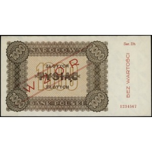 1.000 złotych 1945; seria zastępcza Dh, numeracja 12345...